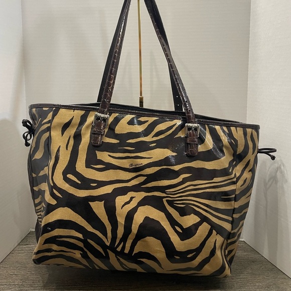 Brighton Large Animal Print  Zebra Coated Vinyl Travel Tote - Picture 1 of 16